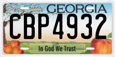 GA license plate CBP4932