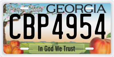 GA license plate CBP4954