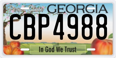 GA license plate CBP4988