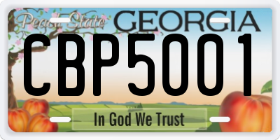 GA license plate CBP5001