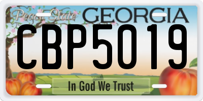 GA license plate CBP5019