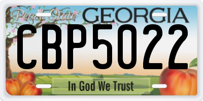GA license plate CBP5022