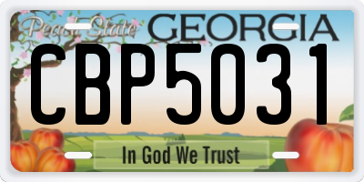GA license plate CBP5031