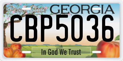GA license plate CBP5036