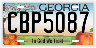 GA license plate CBP5087