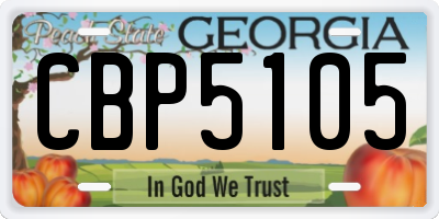 GA license plate CBP5105