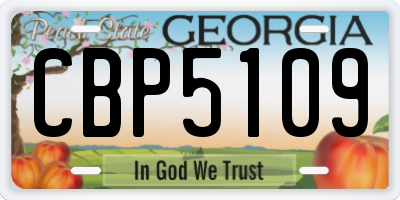 GA license plate CBP5109