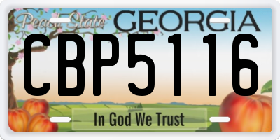 GA license plate CBP5116
