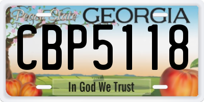GA license plate CBP5118