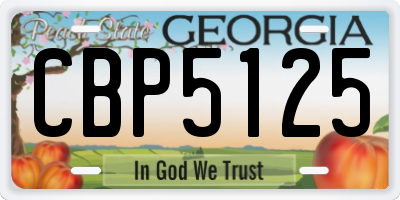 GA license plate CBP5125