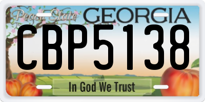 GA license plate CBP5138