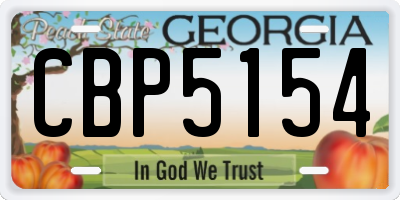 GA license plate CBP5154