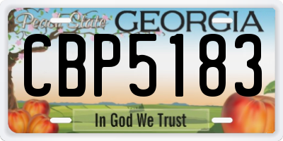 GA license plate CBP5183