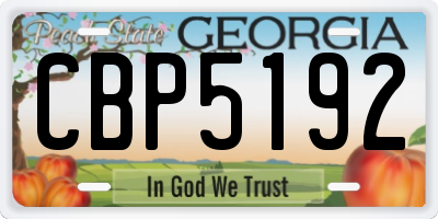 GA license plate CBP5192