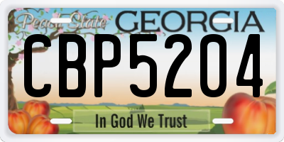 GA license plate CBP5204
