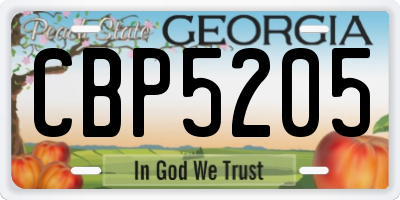 GA license plate CBP5205