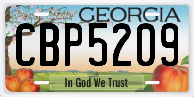 GA license plate CBP5209
