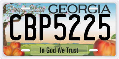 GA license plate CBP5225