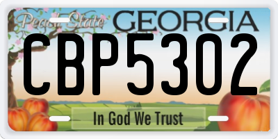 GA license plate CBP5302