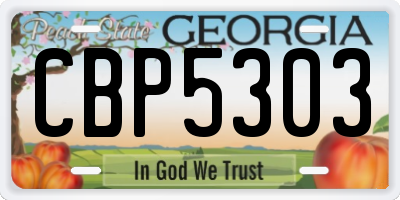 GA license plate CBP5303