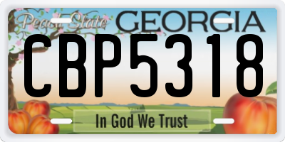 GA license plate CBP5318
