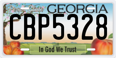 GA license plate CBP5328