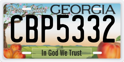 GA license plate CBP5332
