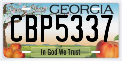 GA license plate CBP5337