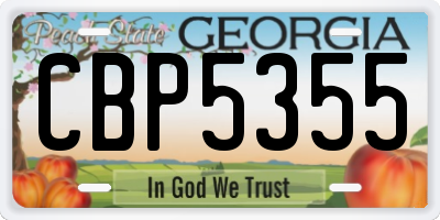 GA license plate CBP5355