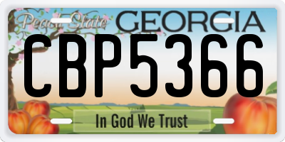 GA license plate CBP5366