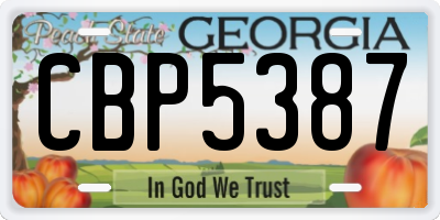 GA license plate CBP5387
