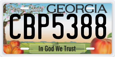 GA license plate CBP5388