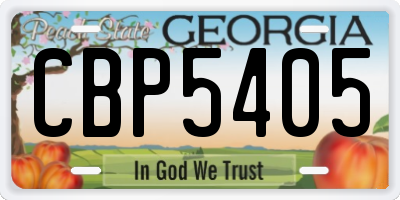 GA license plate CBP5405