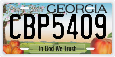 GA license plate CBP5409