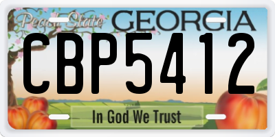 GA license plate CBP5412