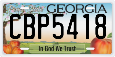 GA license plate CBP5418