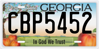 GA license plate CBP5452