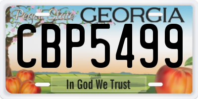 GA license plate CBP5499