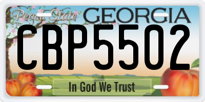 GA license plate CBP5502