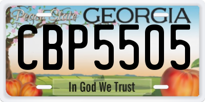 GA license plate CBP5505