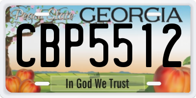 GA license plate CBP5512