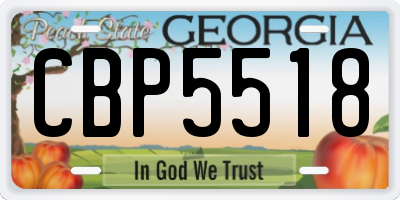 GA license plate CBP5518