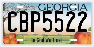 GA license plate CBP5522