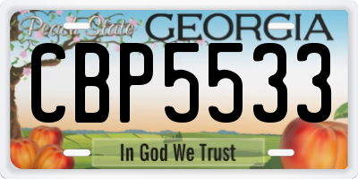 GA license plate CBP5533
