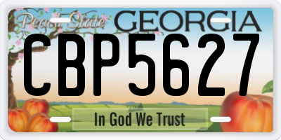 GA license plate CBP5627
