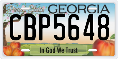 GA license plate CBP5648
