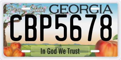 GA license plate CBP5678