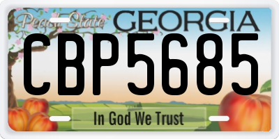 GA license plate CBP5685