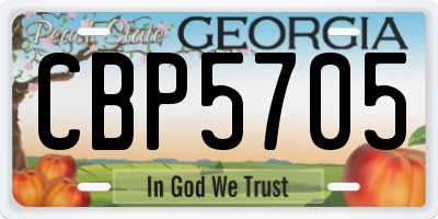 GA license plate CBP5705