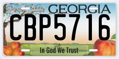 GA license plate CBP5716